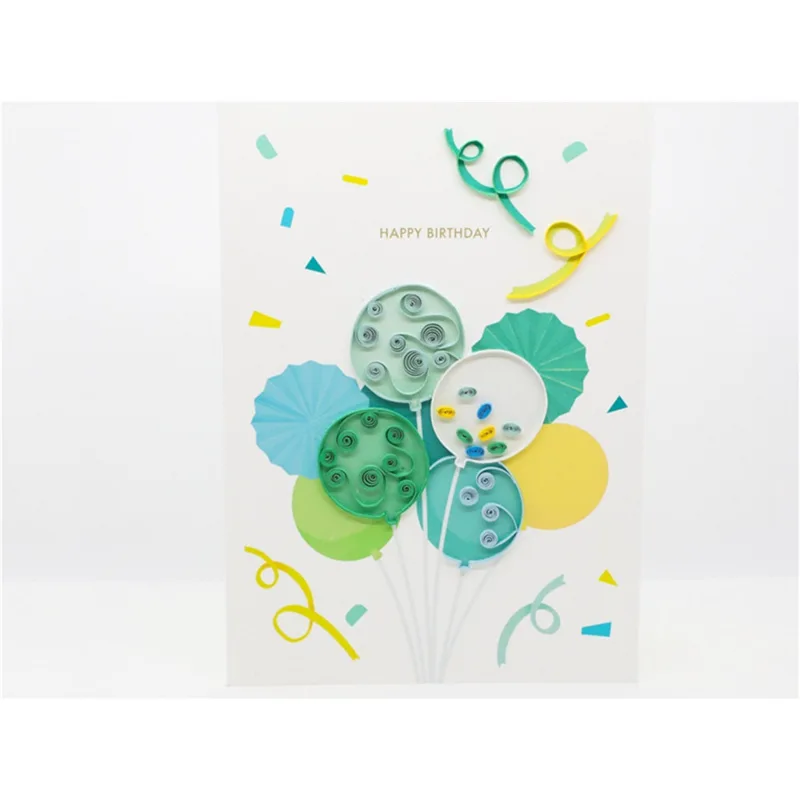Origamo Κάρτα Ευχετήρια Quilling Μπαλόνια Γενεθλίων Πράσινα 18.5x14 cm Filigrana QP059