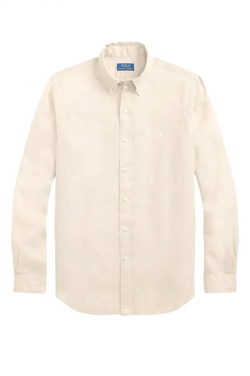 RALPH LAUREN ΠΟΥΚΑΜΙΣΟ BUTTON DOWN CUSTOM FIT ΛΙΝΟ ΜΠΕΖ