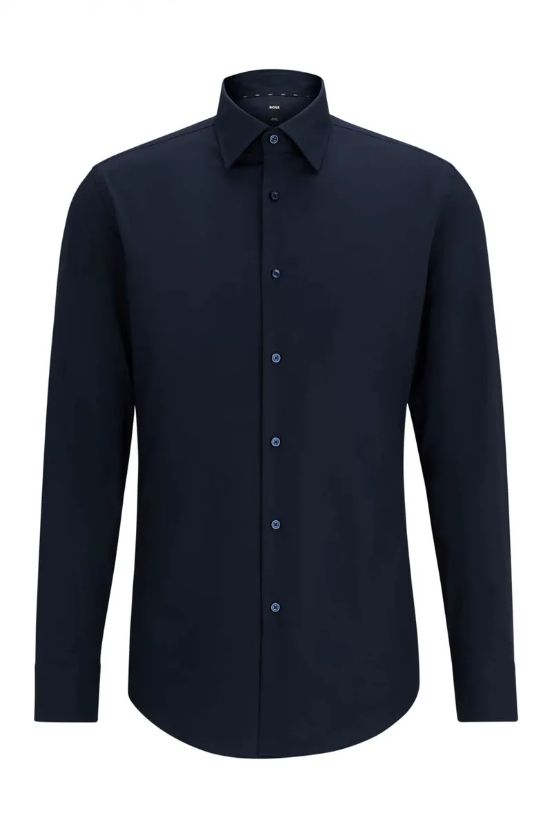 BOSS ΠΟΥΚΑΜΙΣΟ SLIM FIT STRETCH EASY IRON H-HANK-KENT-C1-214 ΜΠΛΕ