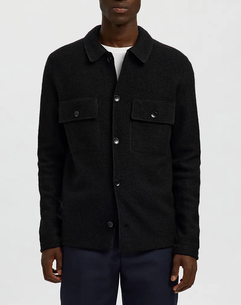 SELECTED SLHNEALY LS KNIT WORKWEAR CARDIGAN NOOS 16098580-BLACK Black
