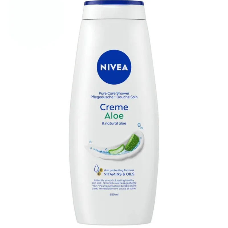 Nivea Creme Aloe With Vitamins & Oils Shower Gel Κρεμώδες Αφρόλουτρο με Βιταμίνες C, E & Φυσικά Έλαια με Άρωμα Αλόη 650ml