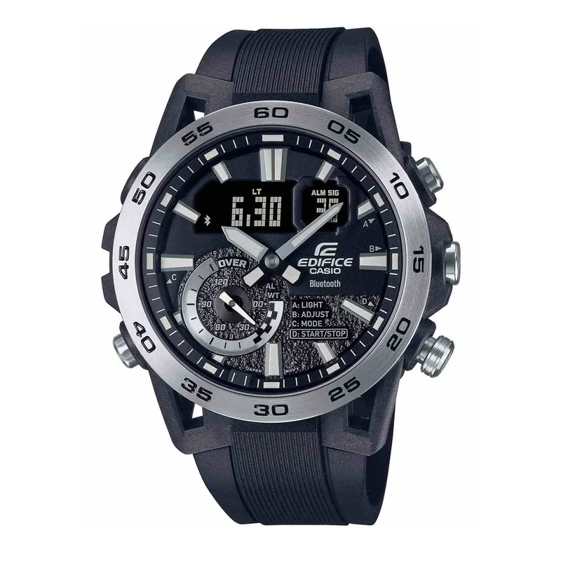 CASIO Edifice Sospensione Dual Time Chronograph Black Rubber Strap ECB-40P-1AEF