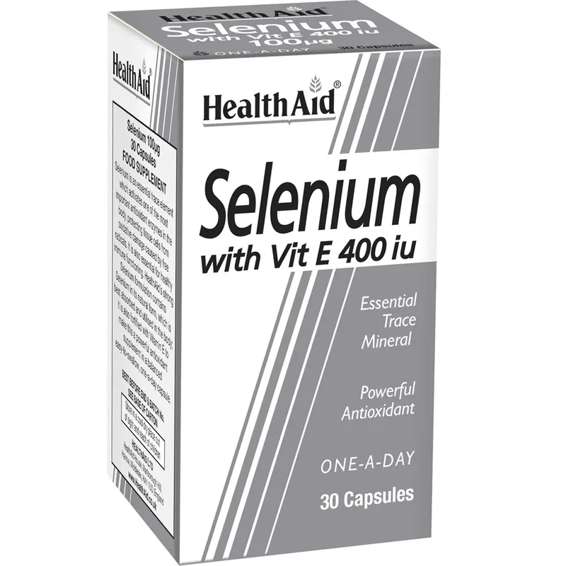 Health Aid Selenium with Vitamin E 400iu Συμπλήρωμα Διατροφής Σελήνιου & Βιταμίνης Ε με Ισχυρή Αντιοξειδωτική Δράση για Φυσιολογική Θυρεοειδική Λειτουργία 30caps