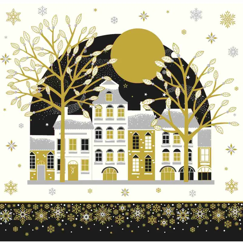 Pictura Xmas Arabesque Κάρτα Τρίπτυχη Χιονισμένη Πόλη