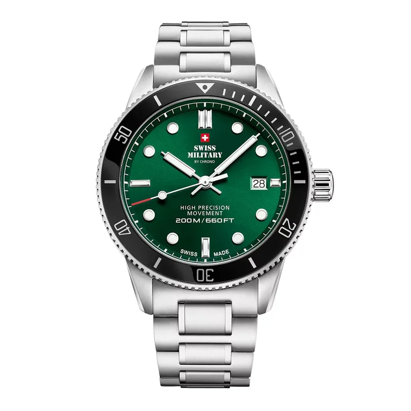 SWISS MILITARY by Chrono Swiss Made Dive Watch Stainless Steel Bracelet SM34088.03