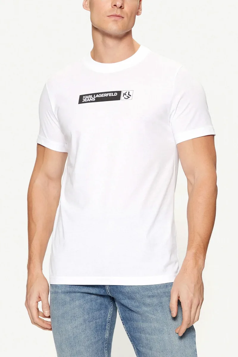 KARL LAGERFELD JEANS T-SHIRT SLIM GRAPHIC TEE ΛΕΥΚΟ