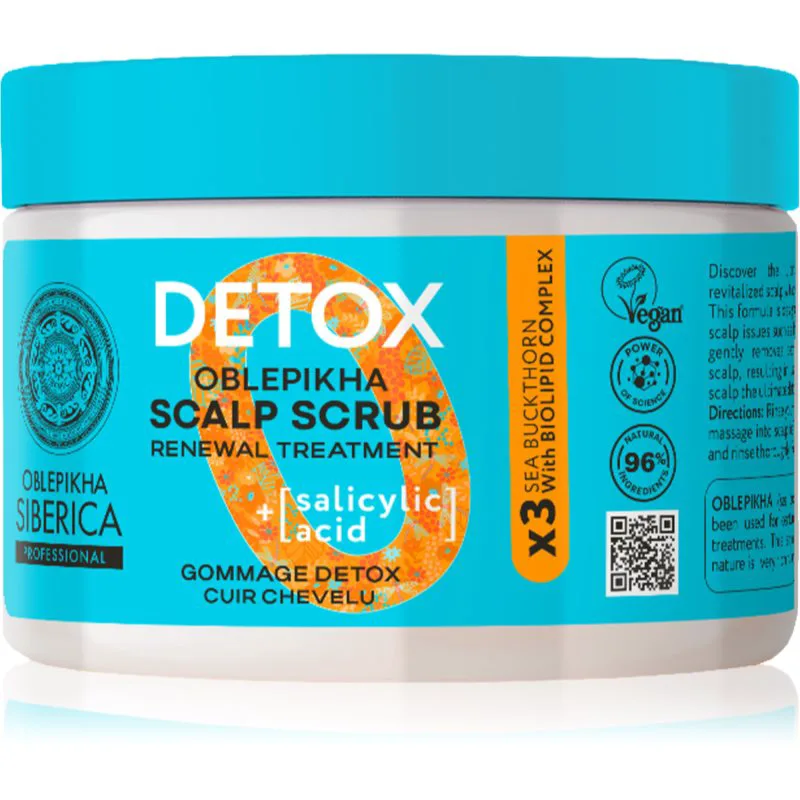 Natura Siberica Oblepikha Siberica Detox απολέπιση με αποτοξινωτικό αποτέλεσμα για όλους τους τύπους μαλλιών 300 ml