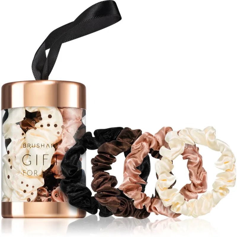 BrushArt Gift for You Slim satin scrunchie set λαστιχάκια για τα μαλλιά Black & Cream