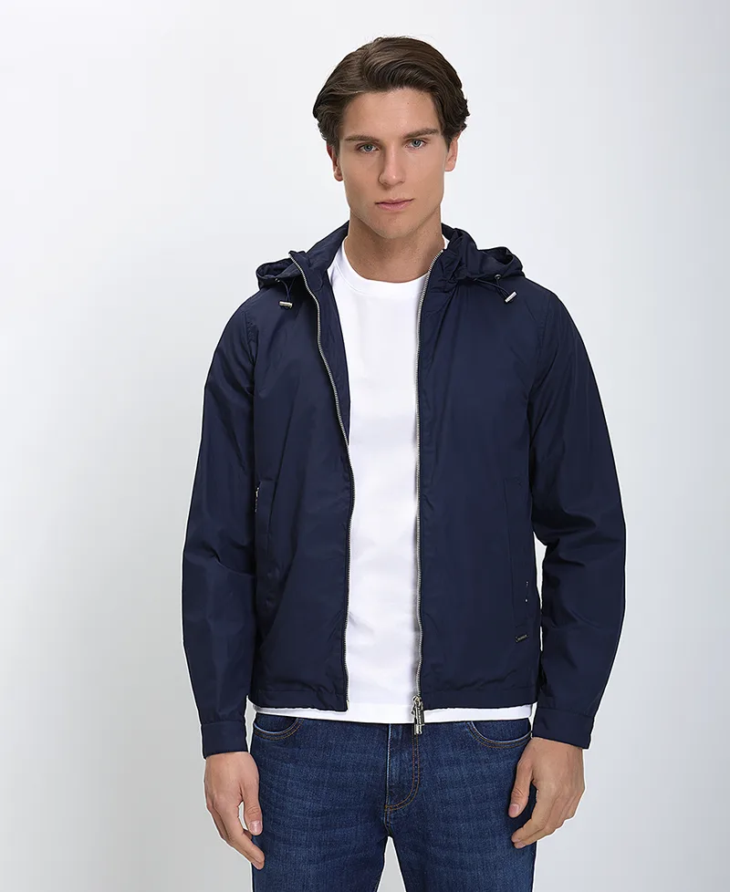 MarkUp Ανδρικό Bomber Jacket με Αποσπώμενη Κουκούλα σε Μπλε