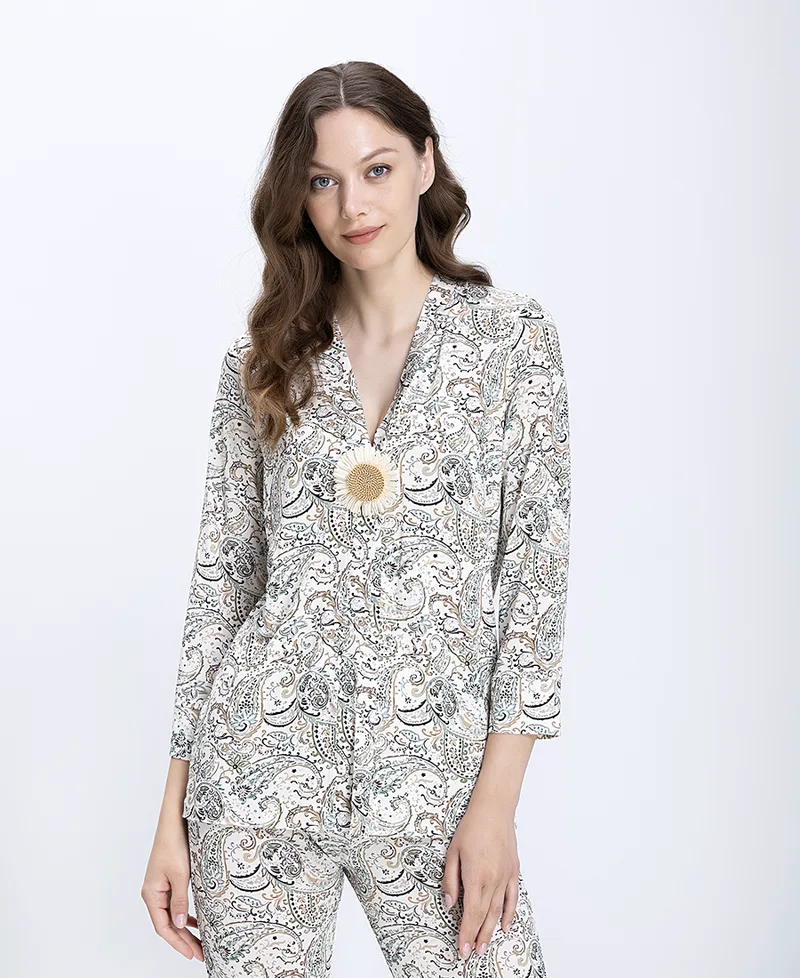 The Abito Γυναικείο Σακάκι Paisley Regular Fit Με Floral Κόσμημα