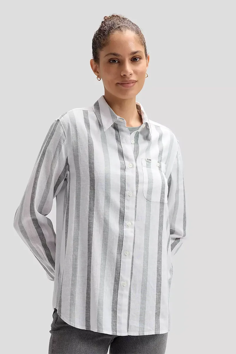 Lee® γυναικείο πουκάμισο με ριγέ σχέδιο Regular Fit - 112376961 Πράσινο