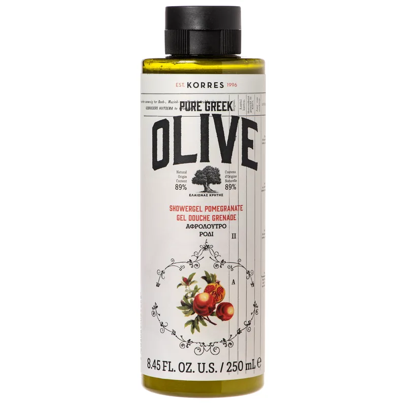 Korres Pure Greek Olive Shower Gel Pomegrante Τονωτικό Αφρόλουτρο με Εκχύλισμα Φύλλων Ελιάς & Άρωμα Ρόδι 250ml