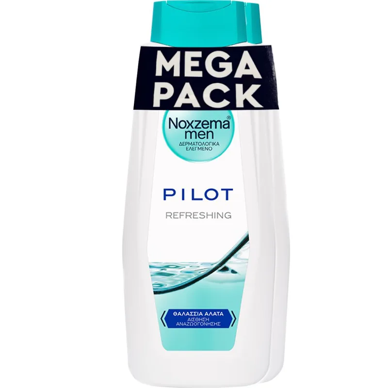 Noxzema Men Promo Pilot Refreshing Showergel Αφρόλουτρο με Θαλάσσια Άλατα για Αίσθηση Αναζωογόνησης 1,5Lt (2x750ml)