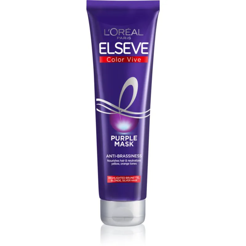 L’Oréal Paris Elseve Color-Vive Purple θρεπτική μάσκα για ξανθά και με ανταύγειες μαλλιά 150 ml