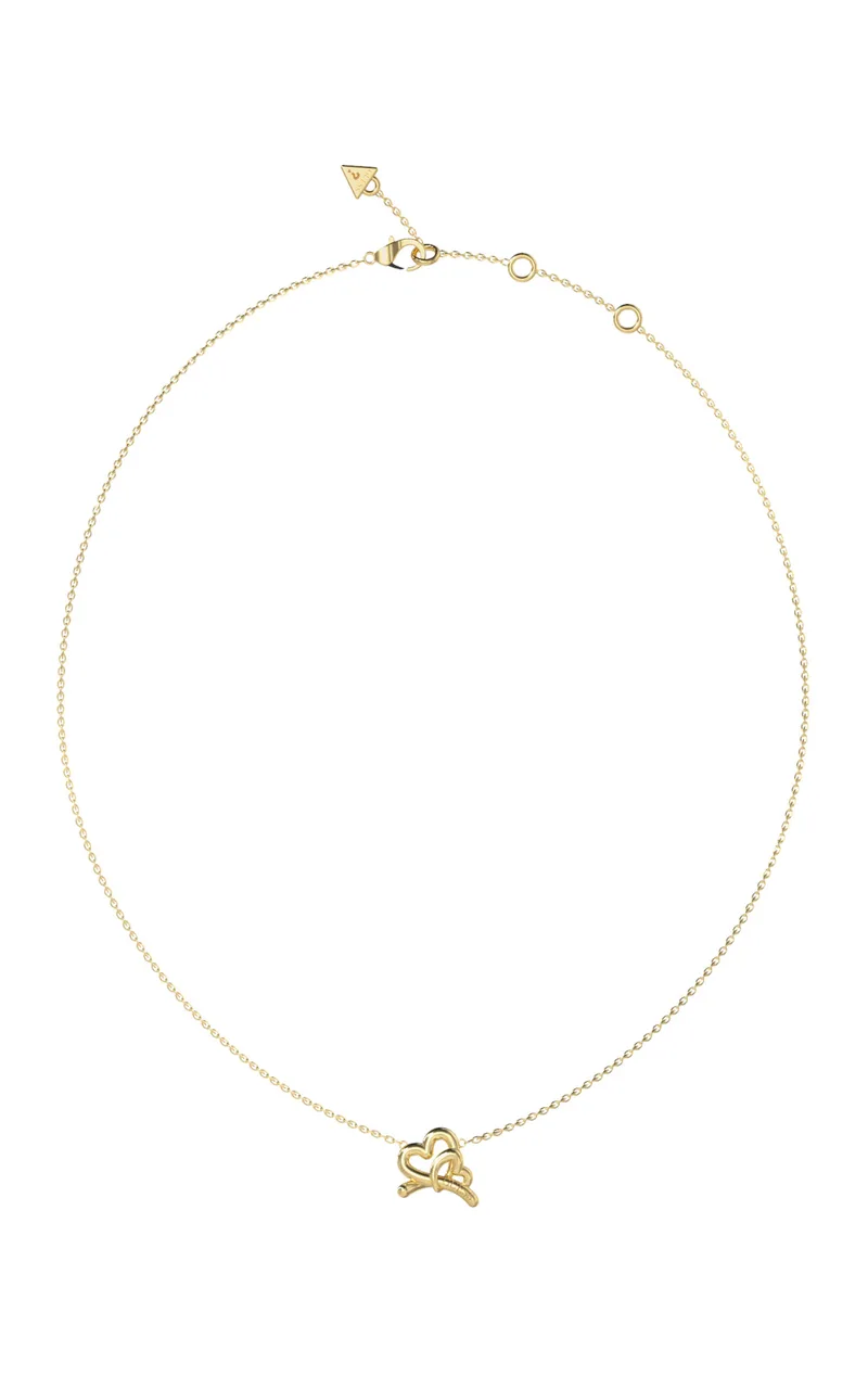 GUESS STEEL LOVE BITES JUBN06056JWYGT/U Κολιέ Χρυσό Με Καρδιές