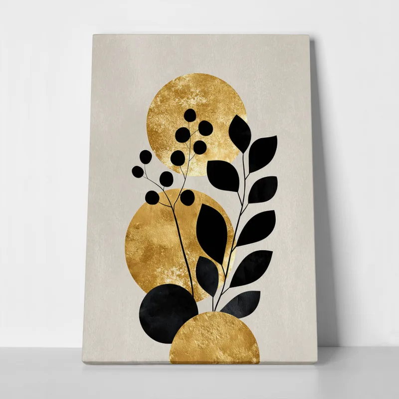 Πίνακας σε Καμβά BOHO LUXURY CIRCLES AND LEAVES