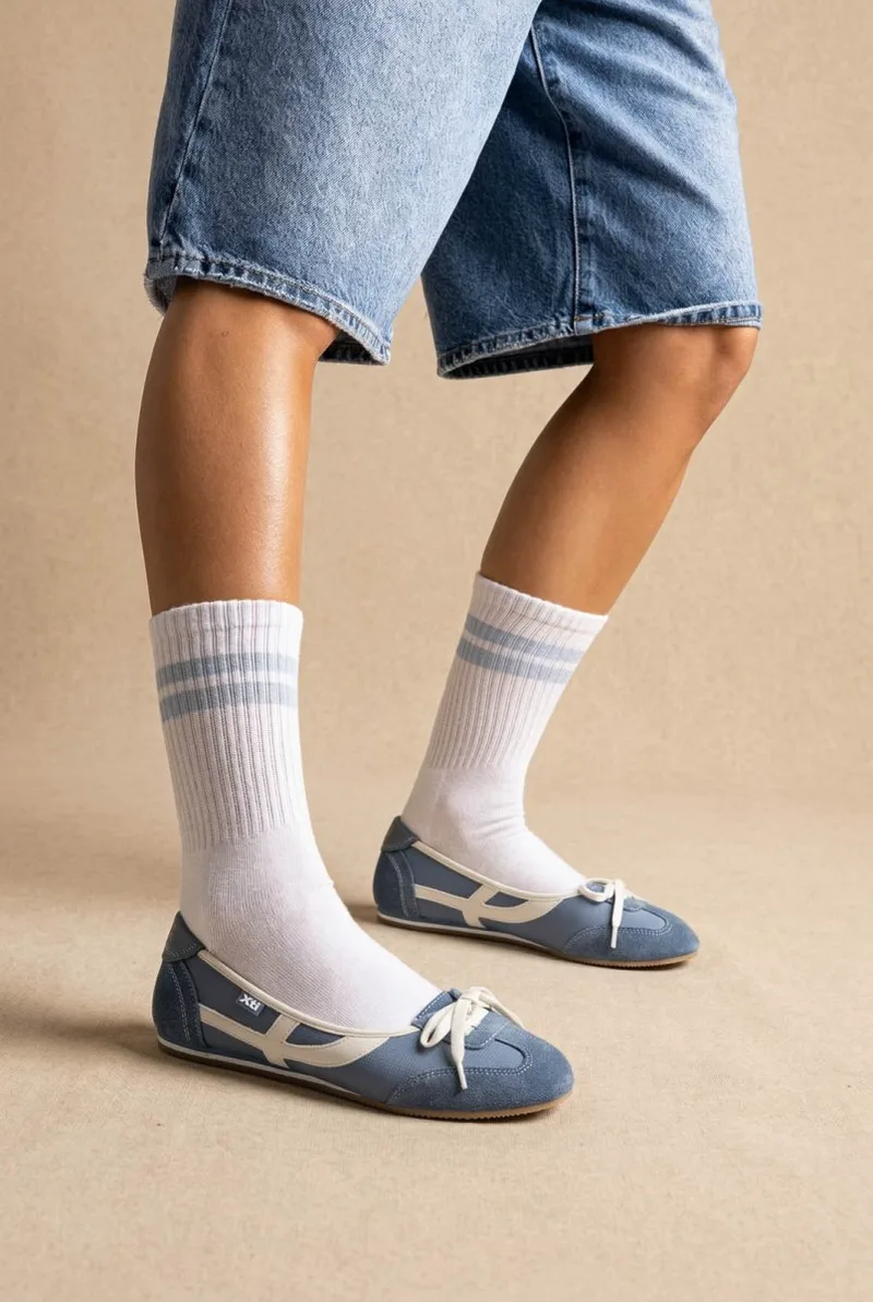 Xti Footwear Sport Ballet Flats - 145227 - Denim Blue Suede