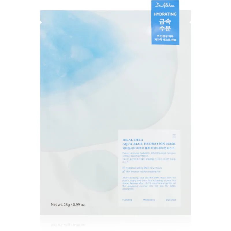 Dr. Althea Aqua Blue Hydration Mask υφασμάτινη μάσκα ενυδάτωσης με καταπραϋντική δράση 28 γρ
