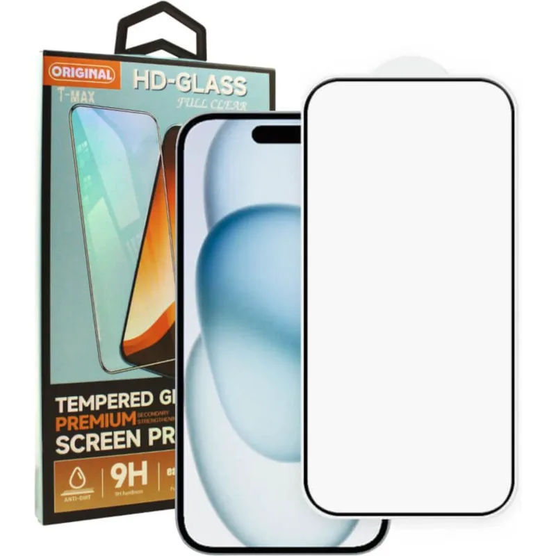 Tempered Glass iPhone 16 T-Max Premium Full Glue Αντιχαρακτικό Γυαλί Προστασίας Οθόνης - Black (5206015079634)