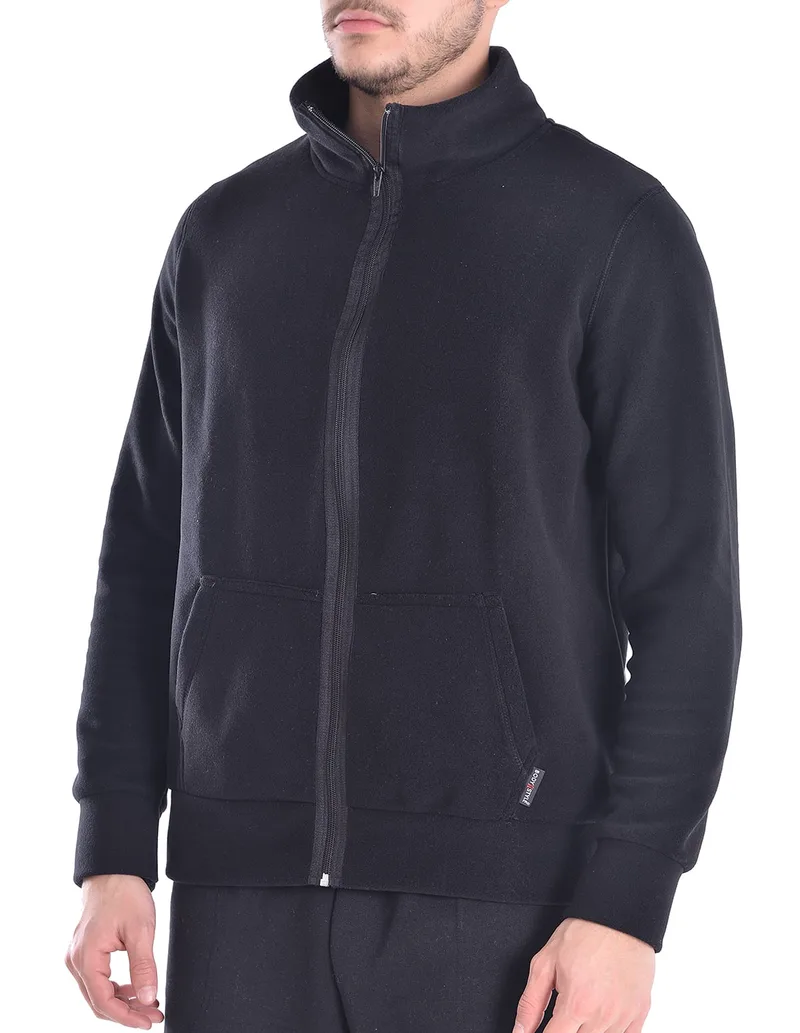 Ανδρική ζακέτα fleece σε μαύρο χρώμα