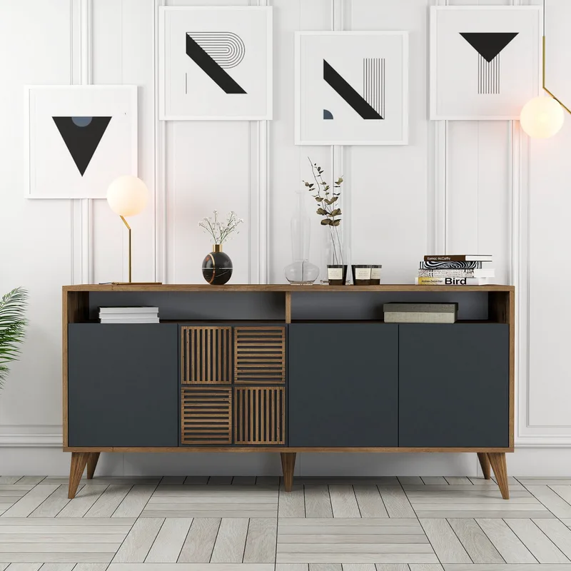 Κονσόλα Milan 160 - Walnut, Anthracite 845Hct5329 (160x78x35)