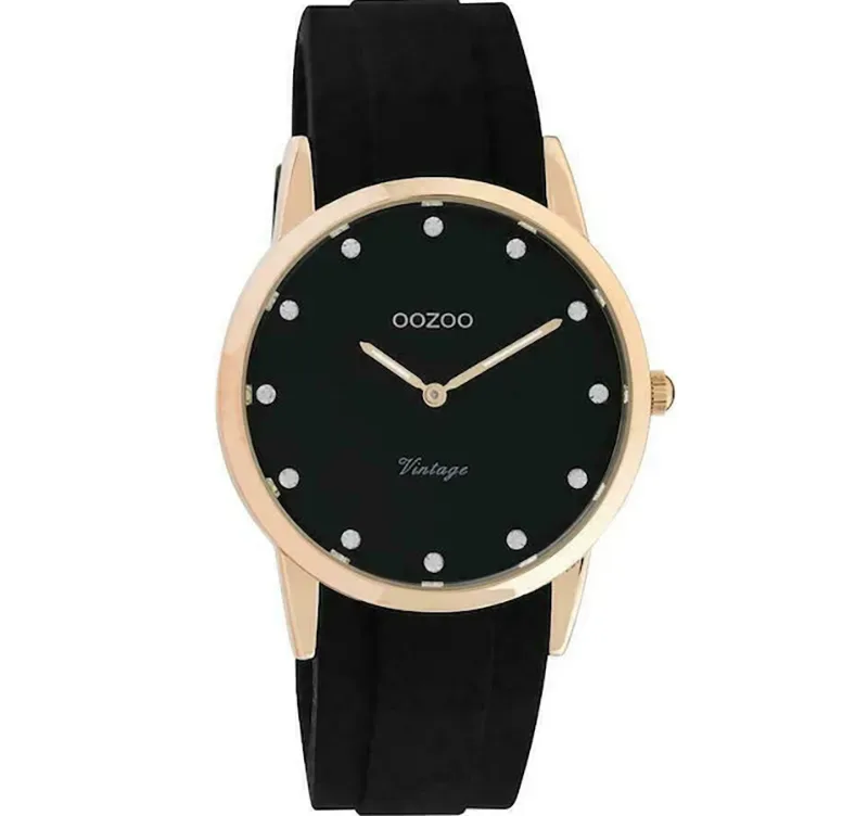 Γυναικείο ρολόι OOZOO Crystals Black Rubber Strap C20179 C20179