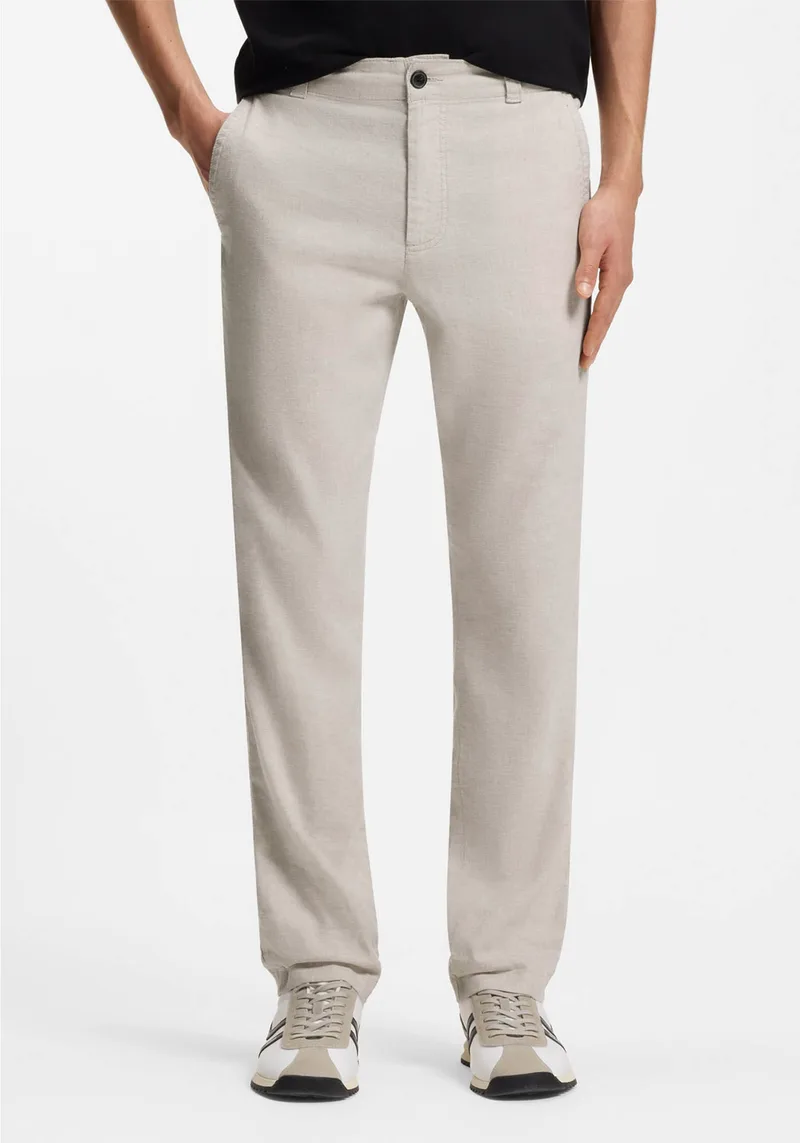 BOSS Λινό Παντελόνι Sanderson - 50559595 070 Light Grey