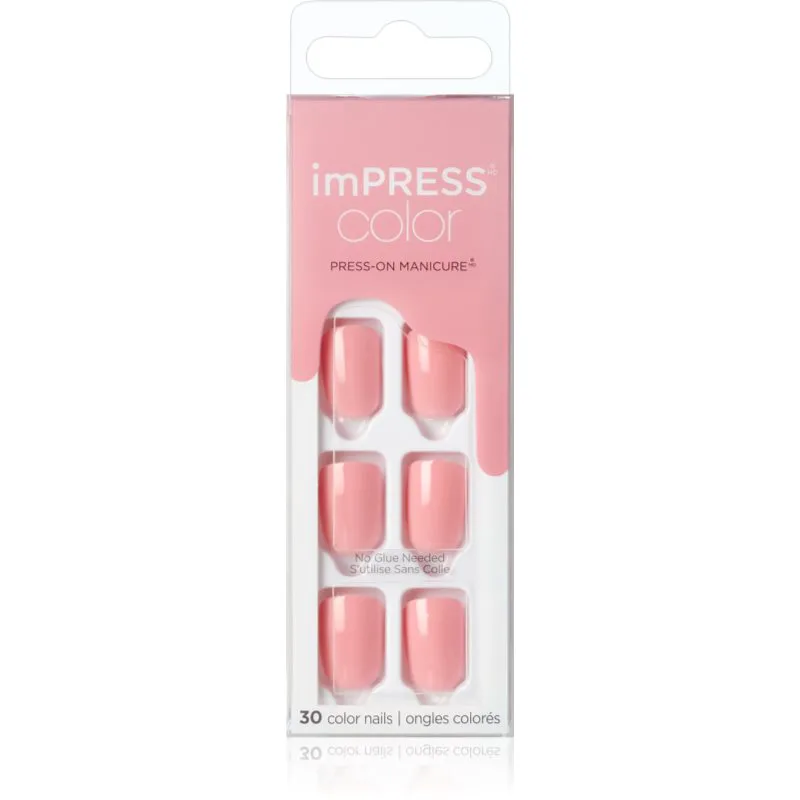 KISS imPRESS Color Short Ψεύτικα νύχια Pretty Ροζ 30 τμχ