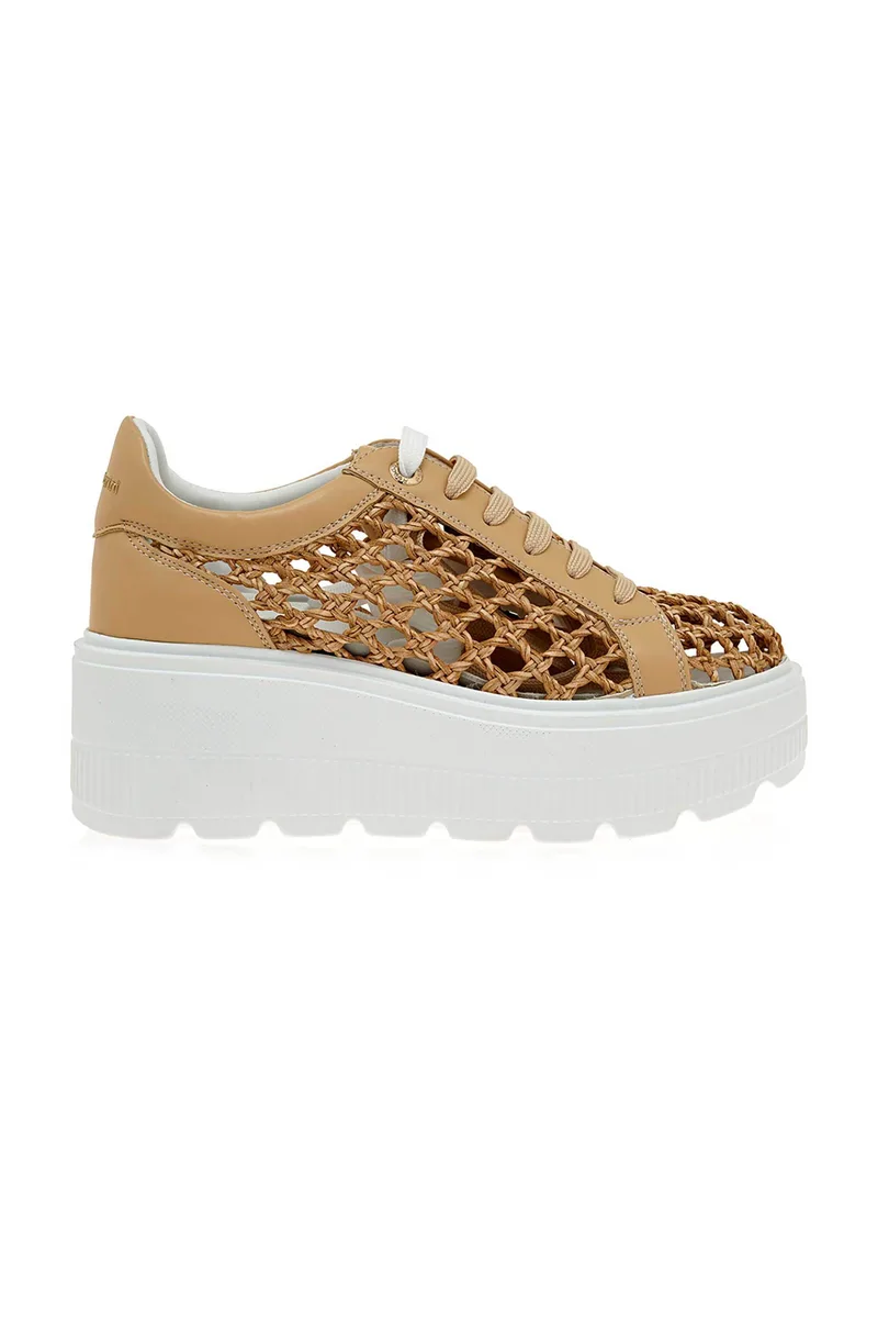 Renato Garini γυναικεία sneakers με διάτρητο σχέδιο - W119R6113586 Μπεζ