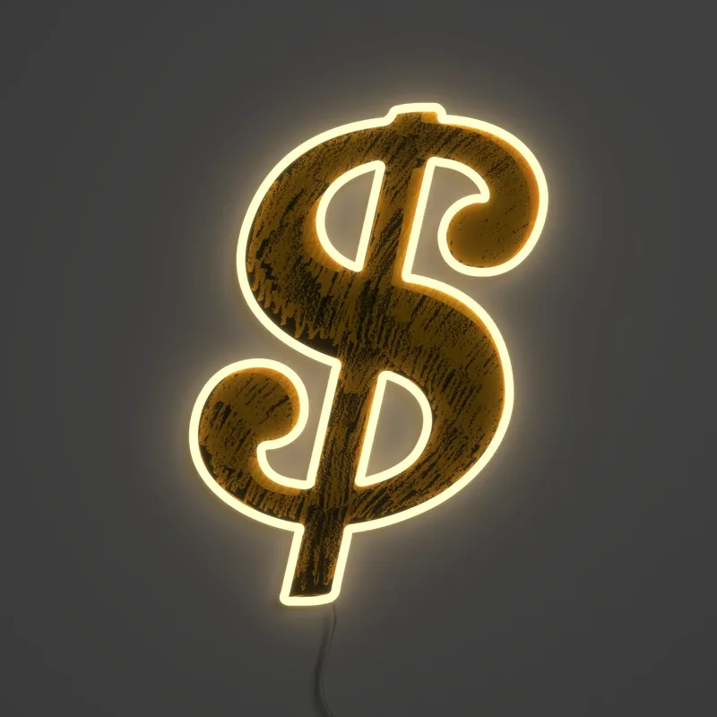 Επιτοίχιο Φωτιστικό Neon LED 29 x 41 cm - Dollar Sign Από τον Andy Warhol