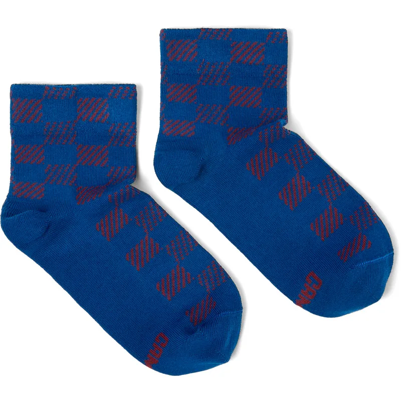 CAMPER Vichy Socks - Unisex Κάλτσες - Μπορντό,Μπλε, Μέγεθος S, Cotton fabric