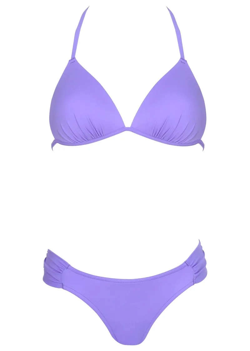 Set μαγιό τρίγωνο σταθερή επένδυση bikini κανονική γραμμή. Καλύπτει B & C cup ΛΙΛΑ