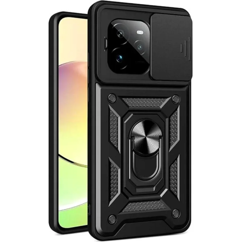 Θήκη Realme GT 7 Pro Bodycell Armor Slide Ανθεκτική με Κάλυμμα για την Κάμερα & Μεταλλικό Ring Holder - Black (5206015082504)