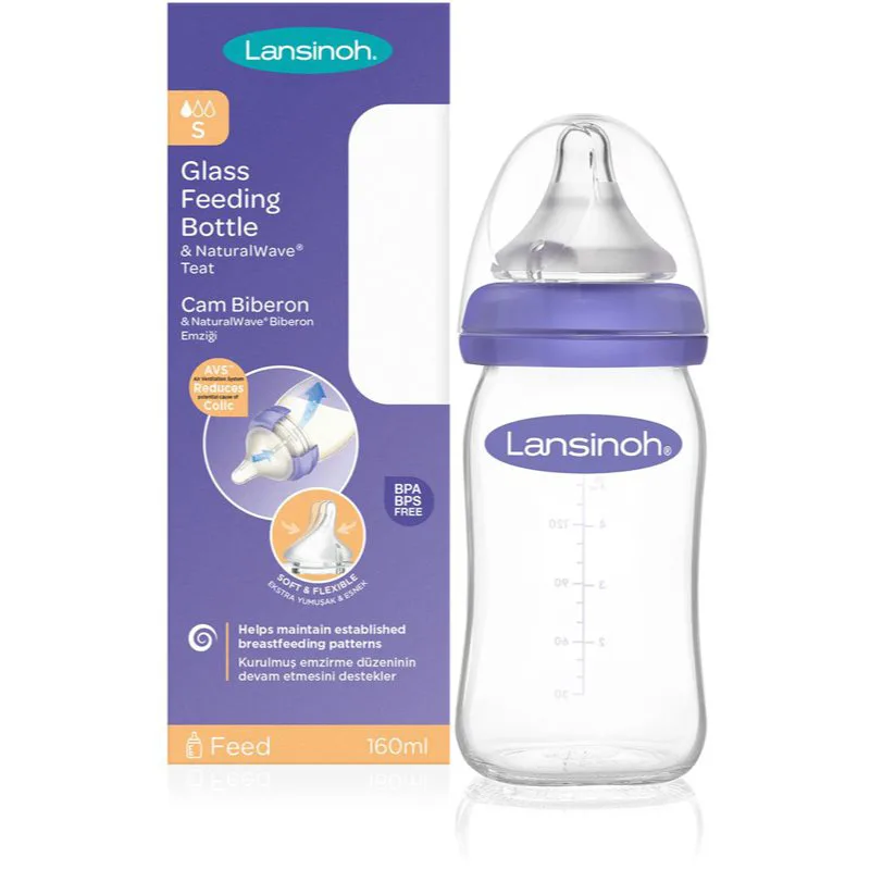 Lansinoh NaturalWave Glass μπιμπερό Slow 160 ml