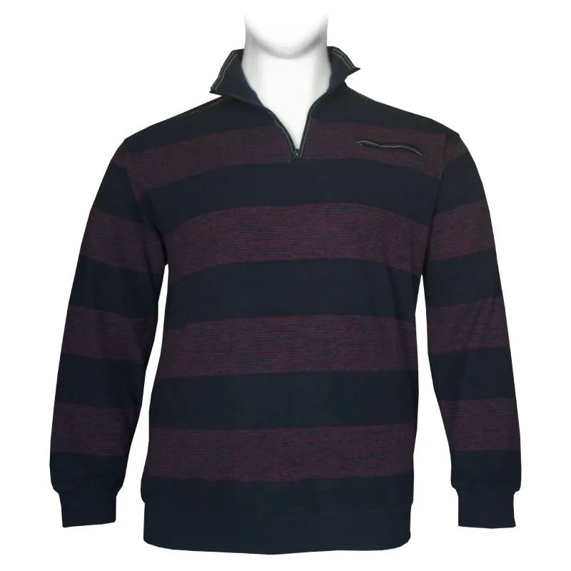 Zipper Polo wool feel "Ocean Team" της Leo Collection με τσέπη στο στήθος και κεντητές λεπτομέρειες - Deep Bordeaux