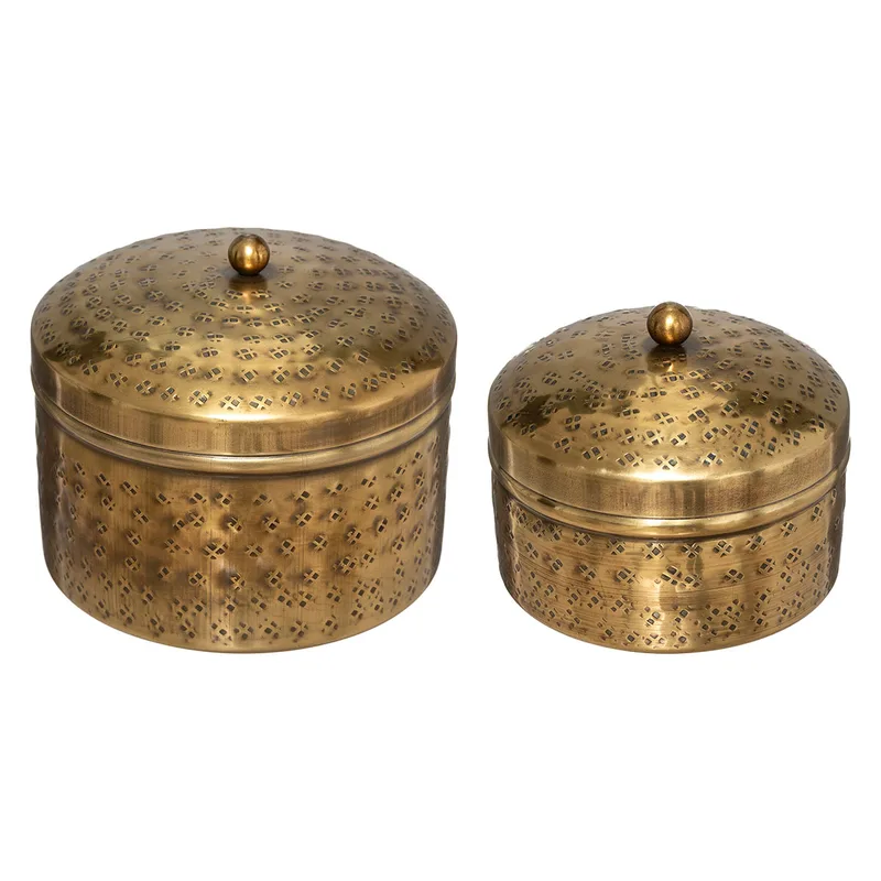 Διακοσμητικά Βάζα Με Καπάκι (Σετ 2τμχ) A-S Oasis Metal 182242