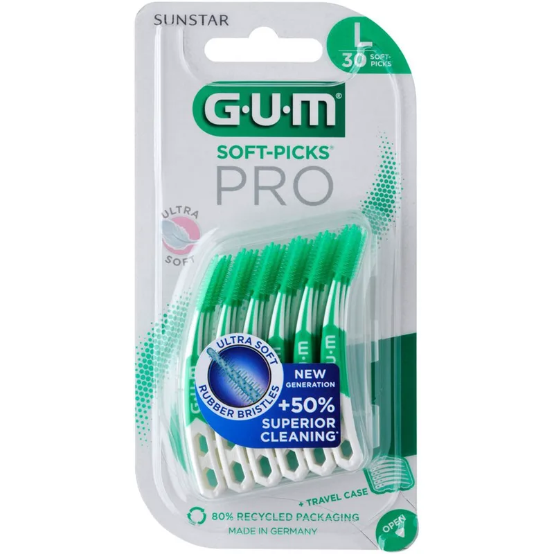 Gum Soft Picks Pro Οδοντογλυφίδες Μεσοδόντιου Καθαρισμού από Καουτσκούκ με Εξαιρετικά Απαλές Ίνες, 30 Τεμάχια - Large