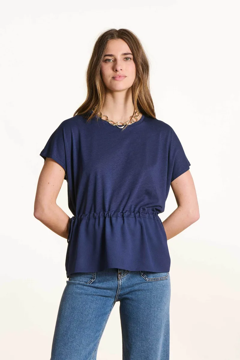 La Fée Maraboutée γυναικεία μπλούζα μονόχρωμη Loose Fit - FL-TS-FINESSE-M Μπλε