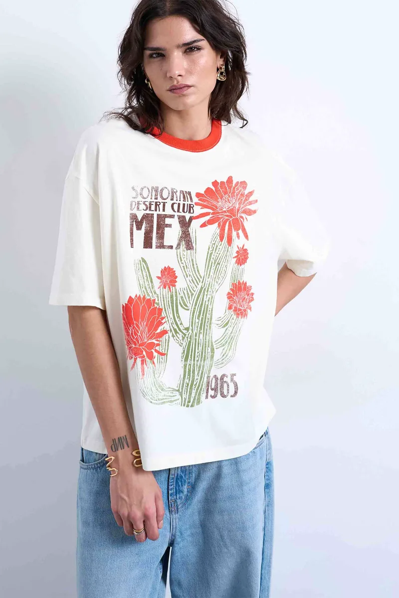 Topshop γυναικείο T-shirt με print "Tsemily" - 31000819 Λευκό