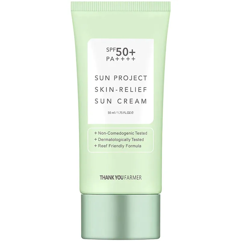 Thank You Farmer Sun Project Skin Relief Face Sun Cream Spf50+, Αντηλιακό Γαλάκτωμα Προσώπου, Πολύ Υψηλής Προστασίας για Επιδερμίδες με Ακμή 50ml