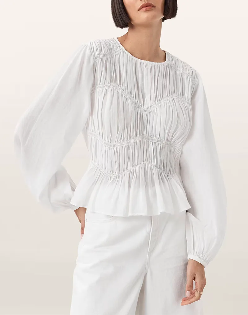 ALL SAINTS MELANI TOP W020PD-Antique White White