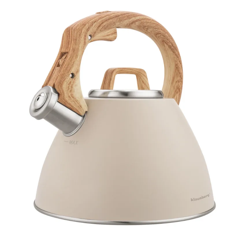 Klausberg KB 7954 βραστήρας με στροβιλισμό, 2,5 l, Ανοξείδωτο, Μονωμένη λαβή με εφέ ξύλου, Επαγωγή, Μπεζ/καφέ