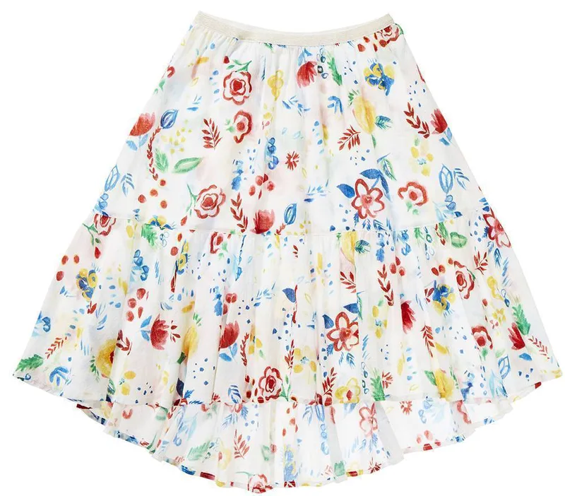 ΦΟΥΣΤΑ BENETTON DU FLORAL ΛΕΥΚΟ/ΠΟΛΥΧΡΩΜΟ (150 CM)-(10-11 ΕΤΩΝ)