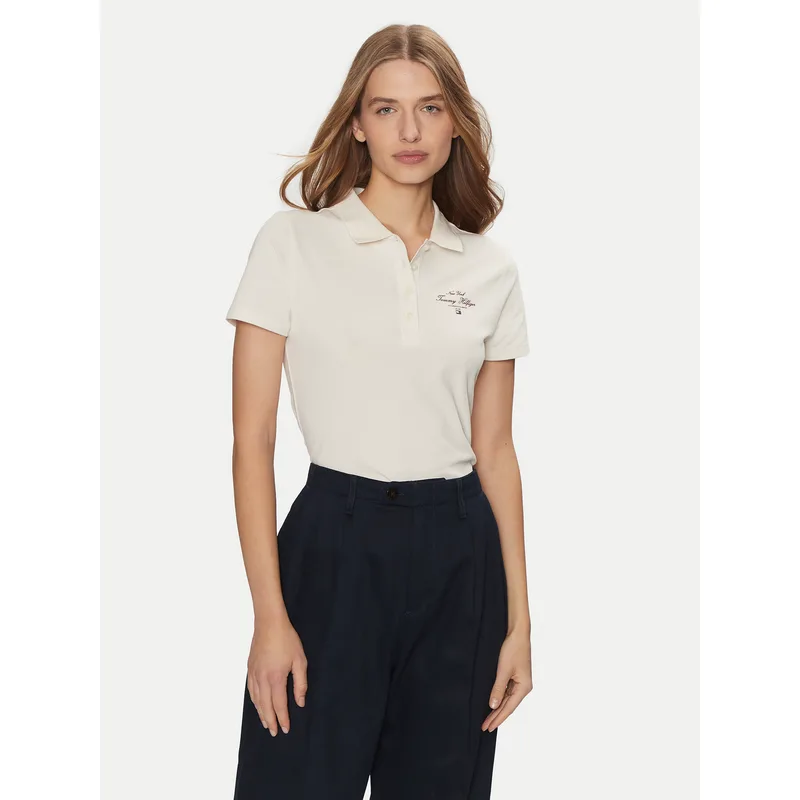 Tommy Hilfiger Polo WW0WW43930 Μπεζ Slim Fit