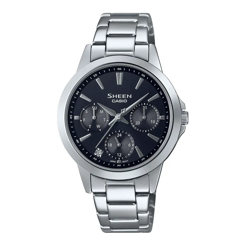 CASIO Sheen Crystals Silver Stainless Steel Bracelet SHE-3516D-1AUEF