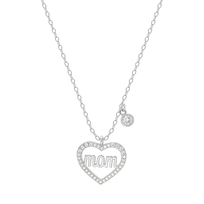 Κολιέ με Καρδιά και Mom από Ασήμι KL2193