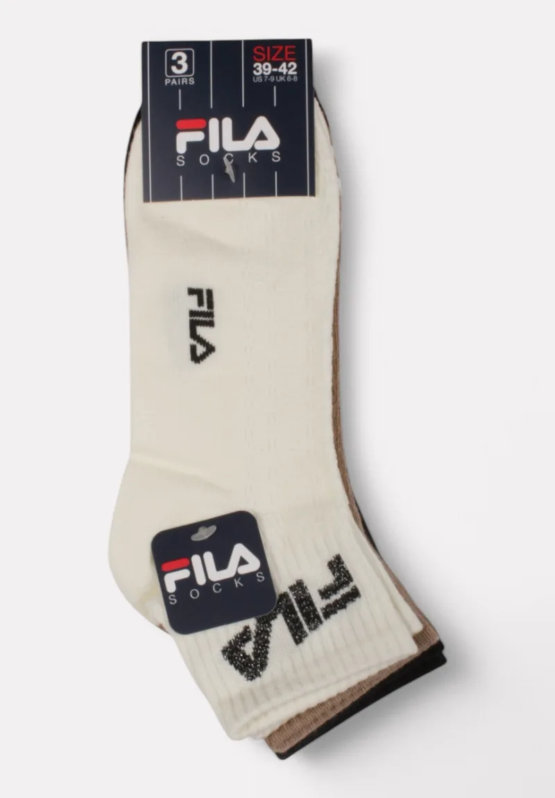 Fila Quarter Socks F6789 Sand Black - 3 τεμάχια F6789-436-Πολύχρωμο