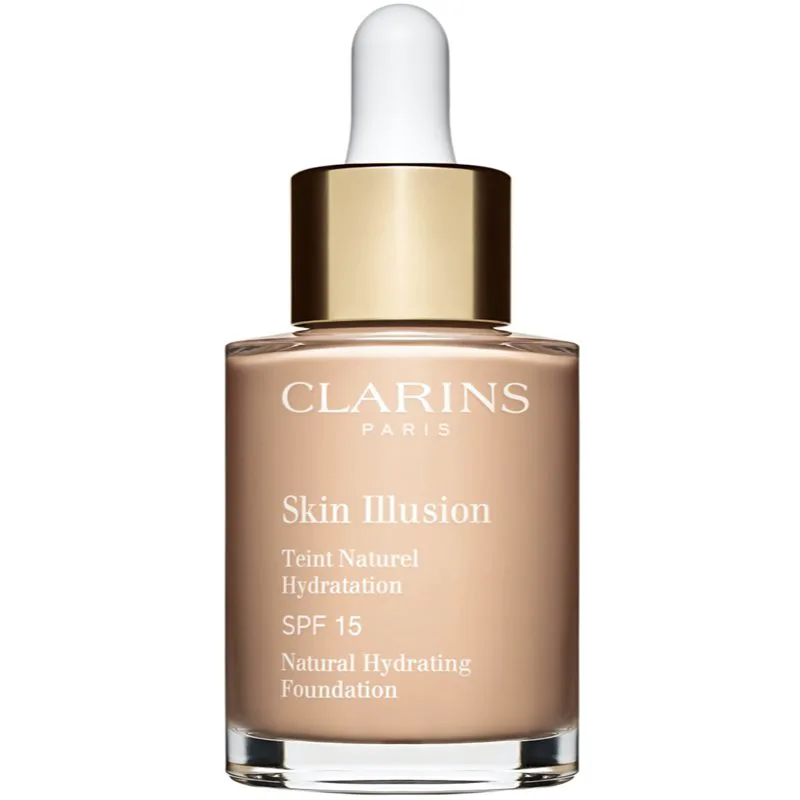 Clarins Skin Illusion Natural Hydrating Foundation λαμπρυντικό ενυδατικό μεικ απ SPF 15 απόχρωση 102.5C Porcelain 30 ml