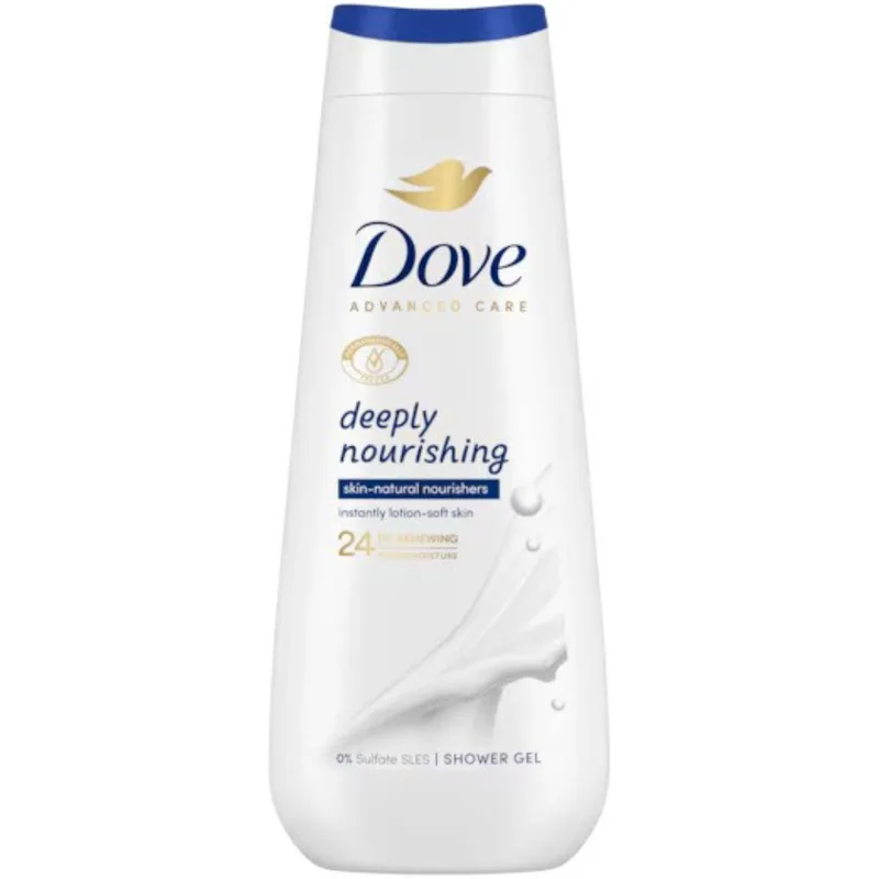 Dove Advanced Care Deeply Nourishing Shower Gel Ενυδατικό Αφρόλουτρο για Απαλό & Βαθύ Καθαρισμό του Δέρματος με Μεταξένιο Άρωμα 600ml