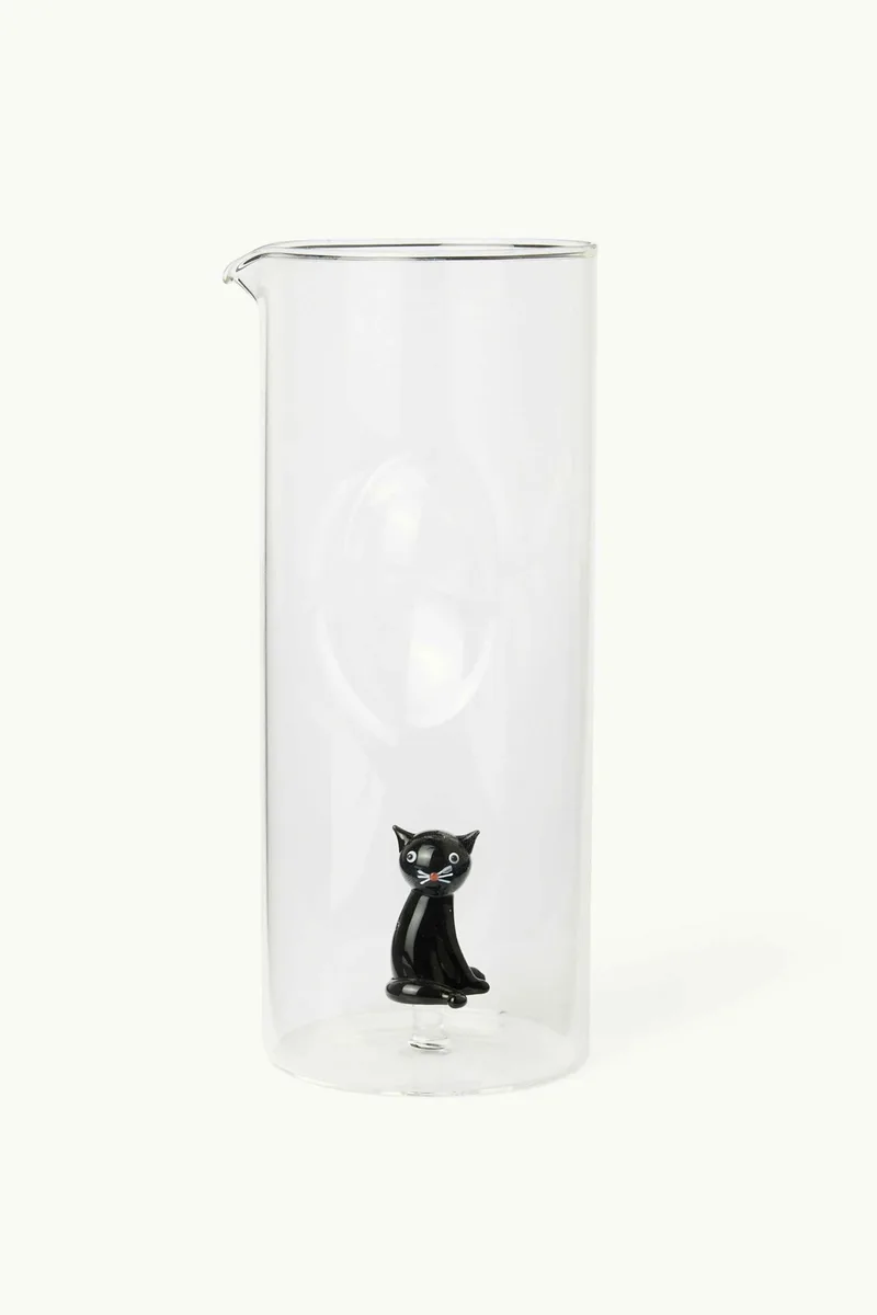 Coincasa γυάλινη κανάτα με σχέδιο γάτα 22 x 9 cm - 006813417 Διάφανο